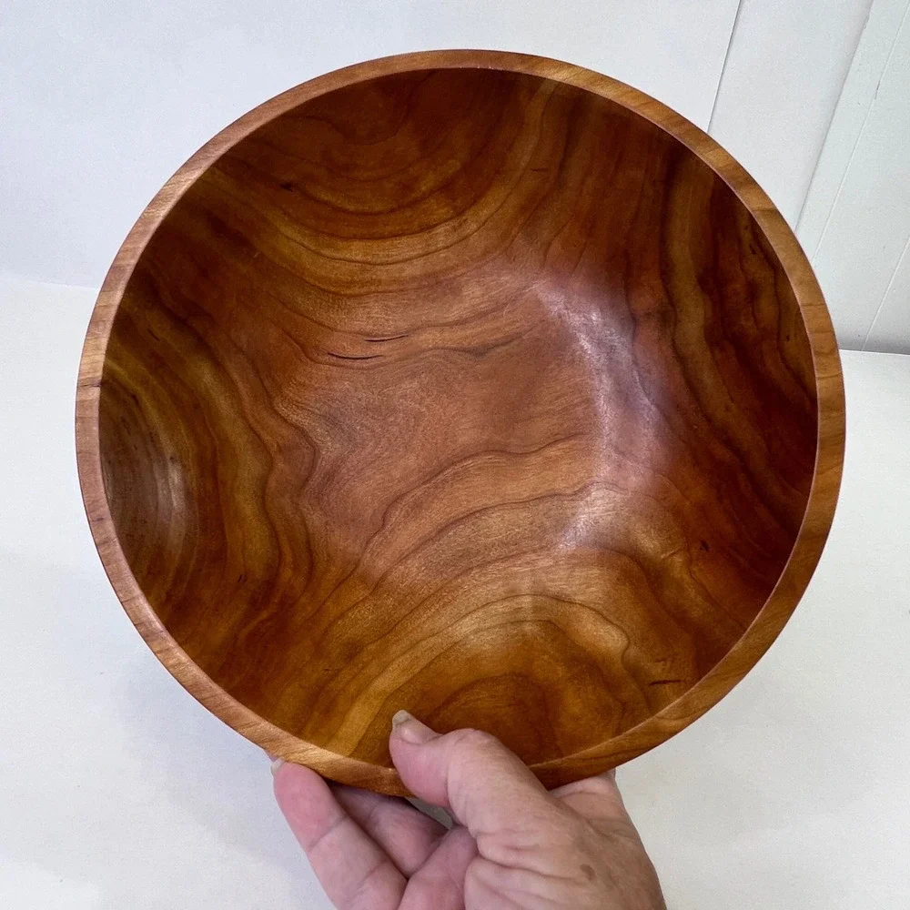 Dan Butteris Handcrafted Wood Bowl Lathe Turned Natural Grain 9.5 inch MCM Decor